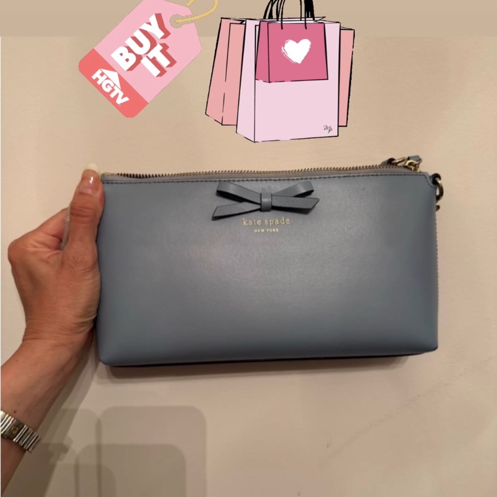 Kate Spade Blue Wristlet with Bow Detail l